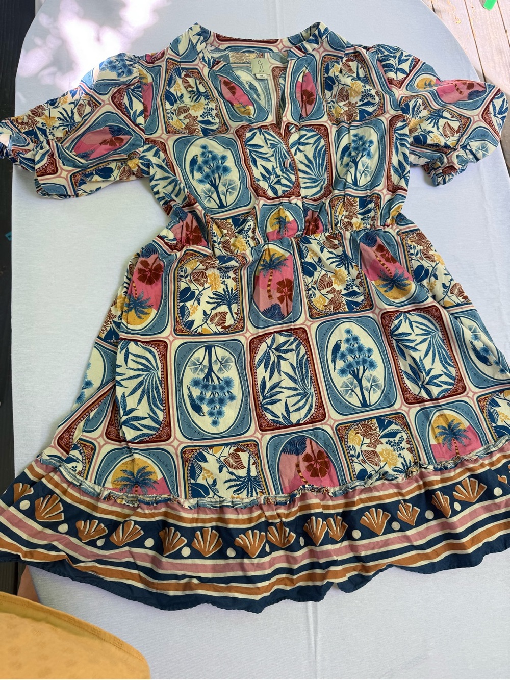 Joie Multicolor Botanical Print Puff Sleeve Dress